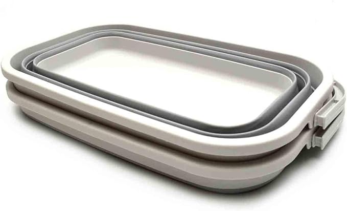SAMMART Set of 2-11.6L (3.06 Gallon) Collapsible Rectangular Handy Basket/Bucket (Grey, 2)