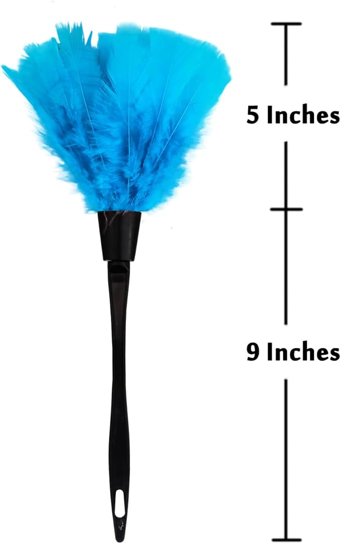Turkey Feather Dusters for Car Blinds Kitchen Keyboard Office, Eco-Friendly Reusable （2 pcs Blue）