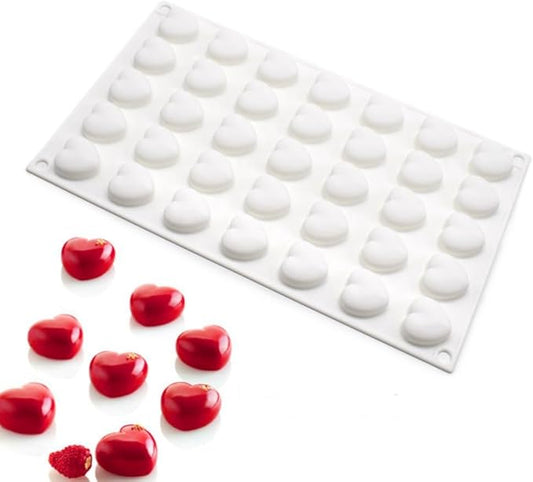 Mini 35 holes Heart Shape Silicone Mold For Candy Chocolate Cake Mould Baking DIY Ice Tray Food Safe Kitchen Accessiories (Lover Heart B_11.76x6.88x0.56 inch)