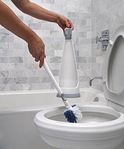 Unger No-Drip Toilet Brush Set, Flexible Neck Scrubber with Portable Carrying Caddy Holder, Discreet Bathroom Cleaning Supplies, Scrub Tough Stains with Non-Scratch Bristles