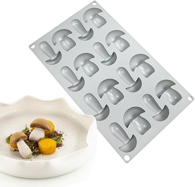 mostsom Silicone Mushroom Molds Nonstick Baking Pan Silicone Molds for Chocolate, Candy, Jelly, Ice Cube, Muffin (Mushroom N_11.92x7x0.88inch)