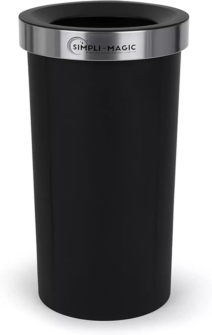 SIMPLI-MAGIC Open Top Kitchen Trash Can Recycling Bin (2 Pack) 60 Liter Trashcan for Home Office Work Bedroom Living Room Garage