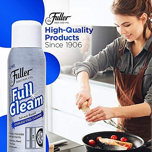 Fuller Brush Full Gleam Stainless Steel Cleaner - Chrome & Aluminum Conditioner Spray For Cleaning Pots, Pans, Cooktop & Kitchen Appliances - Easy Clean & Polish For Home & Business
