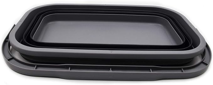 SAMMART 11.6L (3.06 Gallon) Collapsible Rectangular Handy Bucket (Grey/Black, 1)