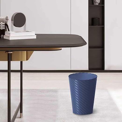 Bathroom Trash Can, 3 Pack 1.8 Gallons Small Trash Can with Trash Bags, Bathroom Garbage Can, Plastic Trash Bin, Round Waste Basket for Bedroom, Office, Room (White Blue Grey)