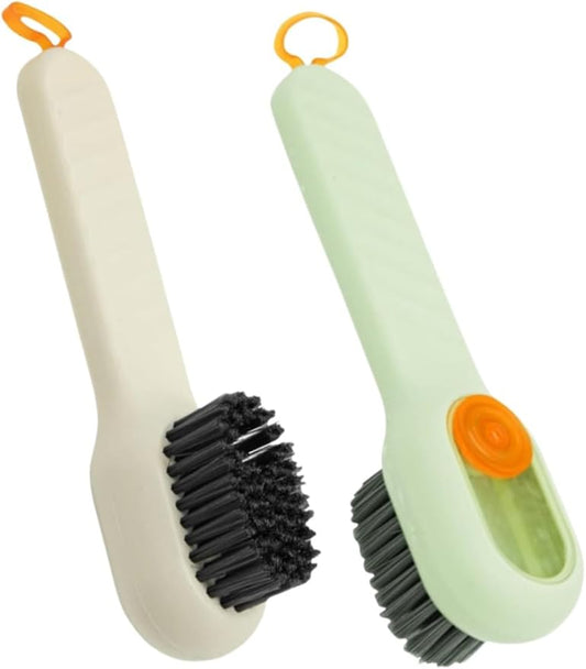 luvilly2Pack Multifunctional Laundry Brushes, Cleaning Brush with Soap Dispenser,Scrub Brush with Soap Dispenser,for Bathroom (Green and White)