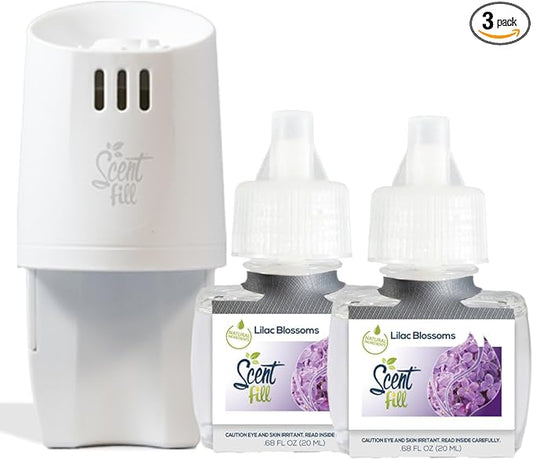 Scent Fill Lilac Blossoms Plug in Air Freshener, Scented Oil Refills, 2 Refills + Diffuser