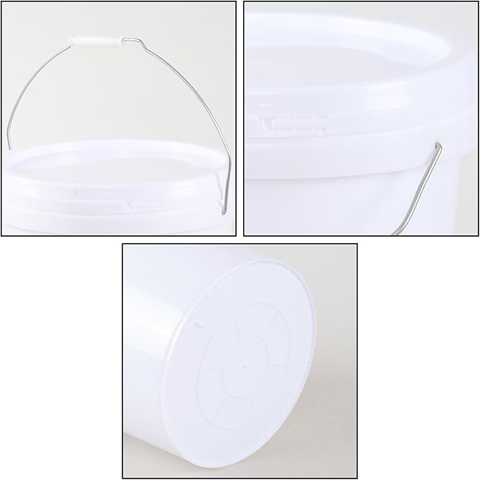 Farmoon 6 Packs 4 Gallon Food Grade Sealable Bucket, White Round Storage Bucket with Lid