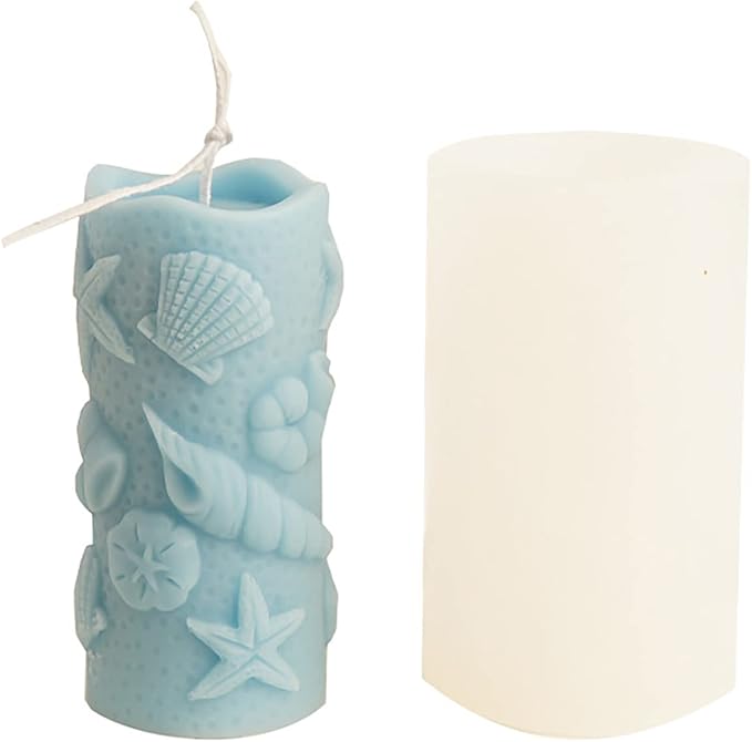 Shell Cylinder Silicone Molds for Resin, Soap & Candle Making - Starfish, Conch, Seafood & More Craft Mold