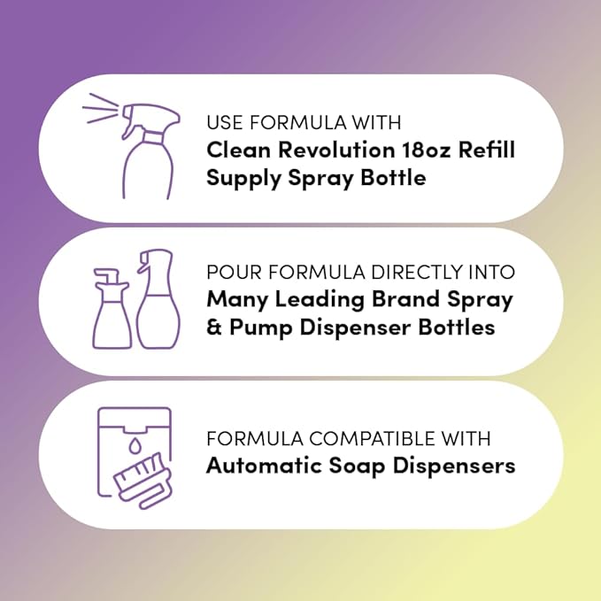 Clean Revolution SuperWash Foaming Dish Soap, 64oz, Powerful Formula Cuts Through Grease, Compatible with Dawn Powerwash Sprayers and Foamers, Spring Rain Fragrance, Clear, Extra Large