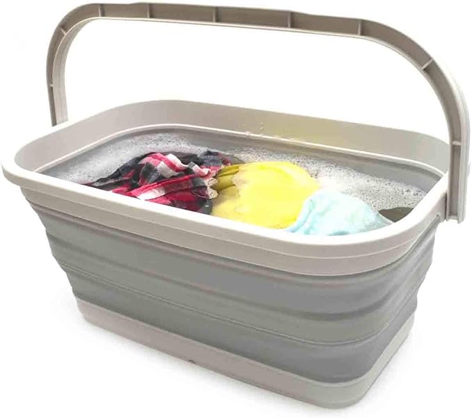 SAMMART 11.6L (3.06 Gallon) Collapsible Rectangular Handy Basket/Bucket (Grey, 1)