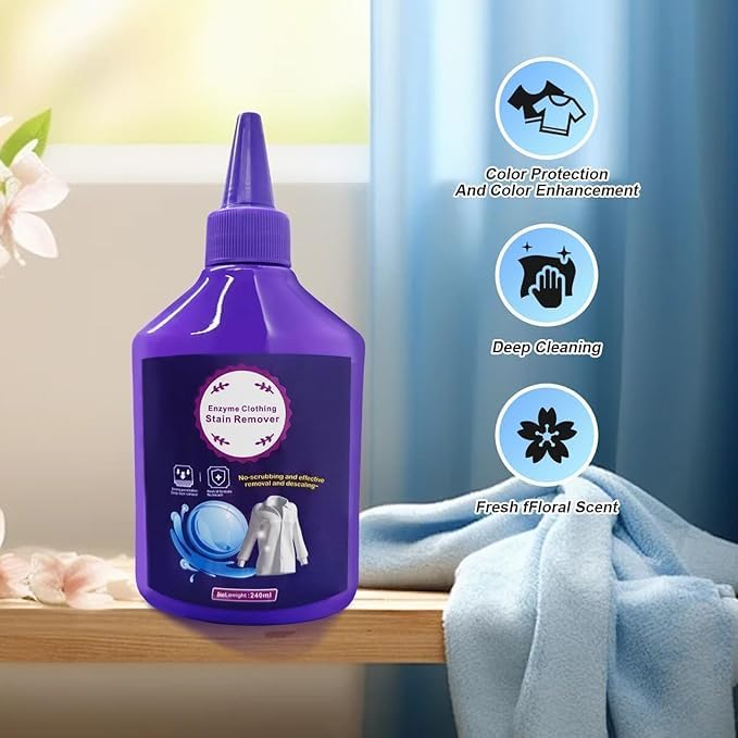 Active enzyme laundry detergent, enzyme laundry detergent, more effectively removes stubborn stains on clothes and instantly removes new stains (240ml)