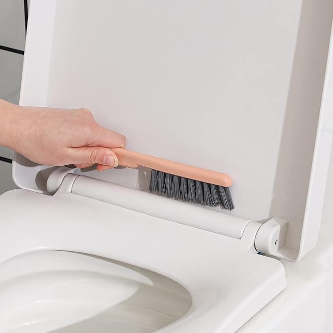 Cq acrylic Toilet Brush and Plunger Set,Toilet Plunger and Brush Combo Bathroom Deeply Cleaning Tools,Bathroom Toilet Bowl Brush with Holder(Pink 1 Set)