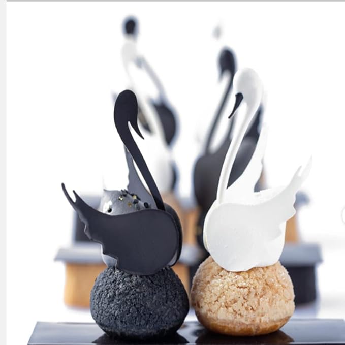 3D Hollow Leaf Fondant Lace Mold Multi Leaves Flower Candy Mold Chocolate Sugar Craft Cake Decoration Cupcake Top (K Swan_8.92 * 3.52 * 0.12inch)