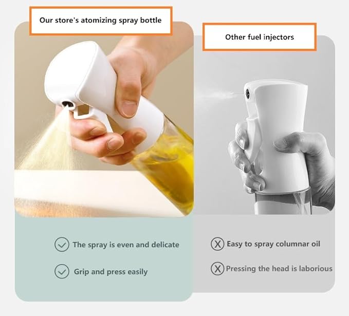 Press the fuel spray bottle,Oil Sprayer for Cooking, 220ml /7.44oz Glass Olive Oil Sprayer, Continuous Spray with Portion Control, Oil Dispenser Bottle for Kitchen, Air Fryer, Frying, Salad, Grill.