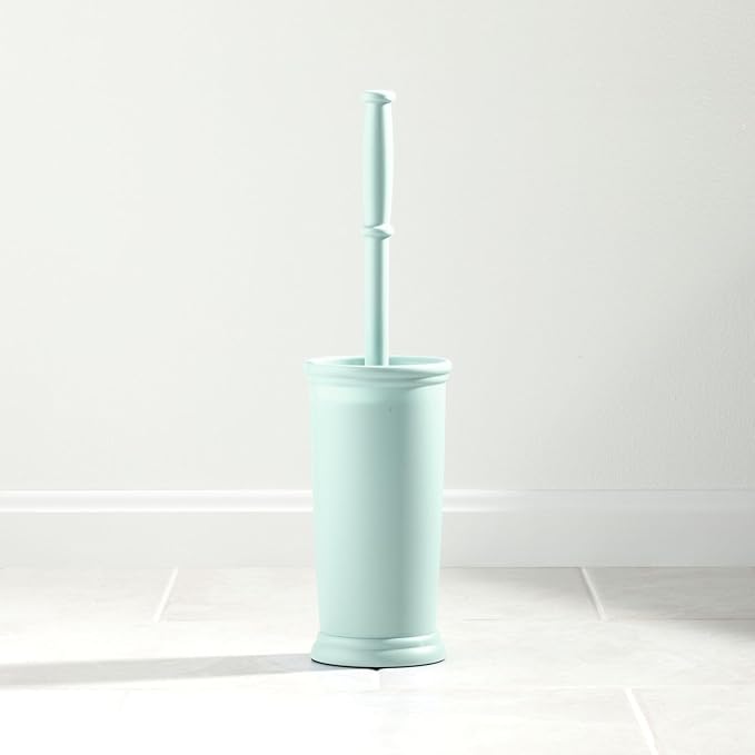 mDesign Toilet Bowl Brush and Holder - Covered Bathroom Toilet Brush - Standing Toilet Bowl Scrubber in Modern Holder - Space Saving, Deep Cleaning Brush for Toilet - Hyde Collection - Mint Green