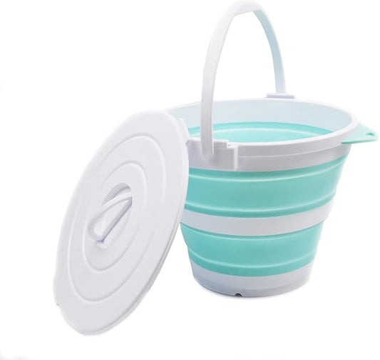 SAMMART 10L (2.64Gallon) Collapsible Fishing Bucket with Locking Lid - Portable Plastic Water Pail - Space Saving Outdoor Waterpot - Trunk Organizer for All Types of Vehicles