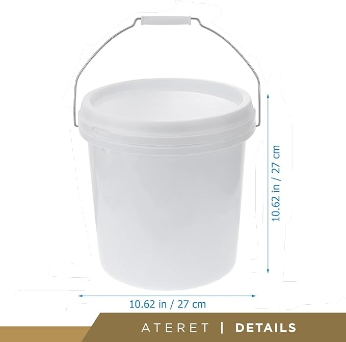 ATERET 2 Gallon White Bucket & Lid - All Purpose Pail with Lids - Food Grade - Made in USA - BPA Free Plastic (24 Pack)