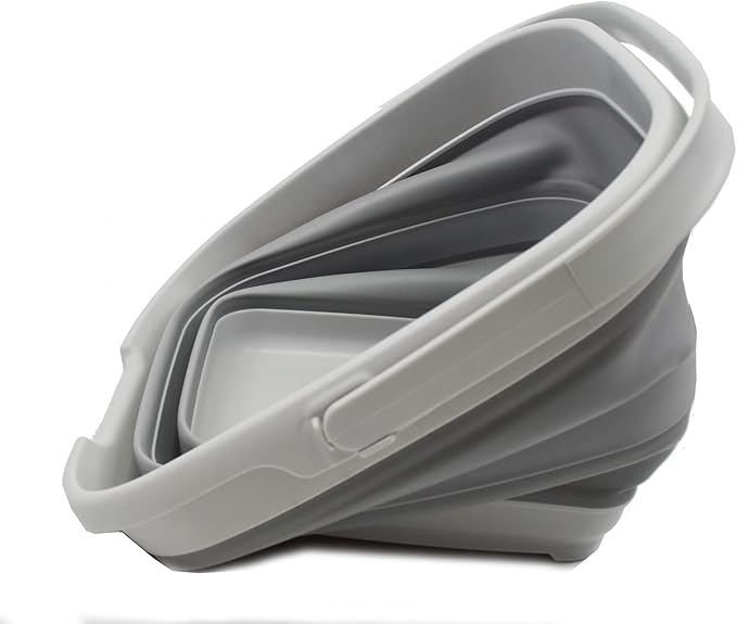 SAMMART 10L (2.6 Gallon) Collapsible Rectangular Handy Bucket (Grey, 1)