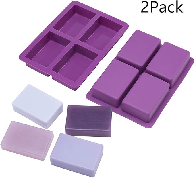 Rectangle Soap Mold 2Pack, Large Size Soap Mold 5oz, Sturdy and Durable Rectangle Silicone Mold for Soap Making