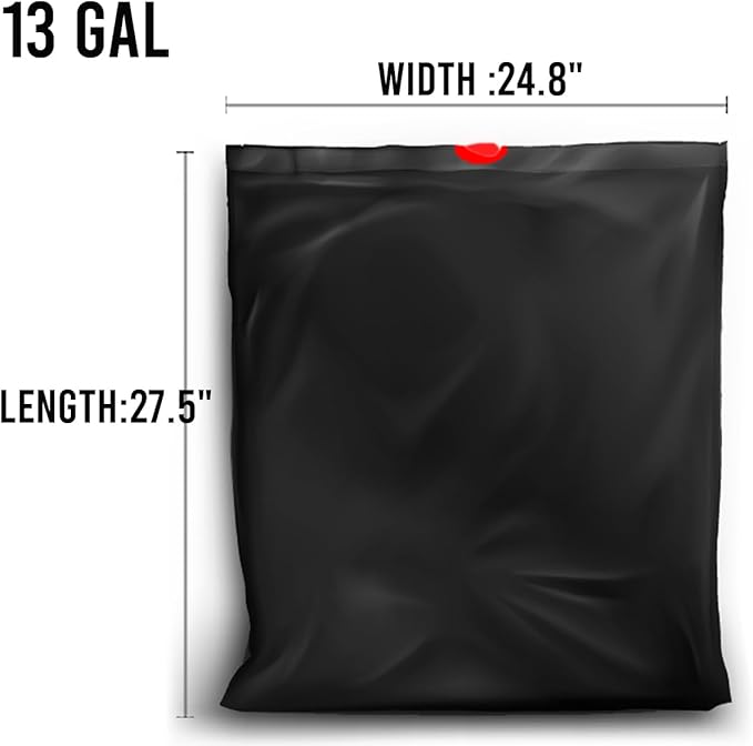 13 Gallon Trash Bags Drawstring, 200 Count Bulk, Black & Unscented Garbage Bags, Multi-purpose Tall Kitchen Trash Bags Can Liners for Business Home Commercial and Industrial