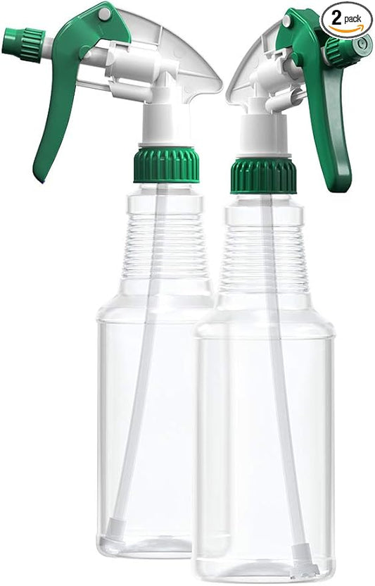 Bar5F Empty Plastic Spray Bottles 16-Ounce BPA-Free Food Grade Crystal Clear Fully Adjustable Sprayer 2-Pack