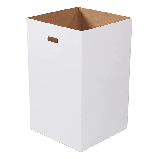BOX USA Cardboard Trash Cans and Recycling Bins, 40 Gallon 18" L x 18" W x 30" H (10-Pack) Reusable or Disposable Pop Up Garbage Boxes for Parties, Outdoor Events, Heavy Duty, Plain