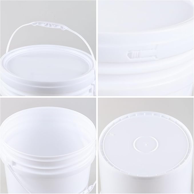 4 Pack Airtight Pet Food Storage Container, Round Plastic Bucket with Lids, 7 Gallon Capacity Food Grade Pail, White