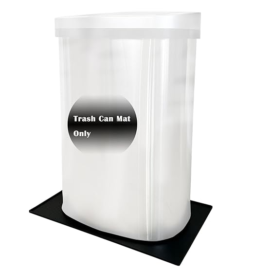 Trash Can Mat, Waterproof Raised Edge Silicone Under Garbage Can Mat, 11.8" X18.9" Non-Slip Trash Can Pad for Kitchen Office Bedroom Reduce Floor Carpet Wall Scratches, Black