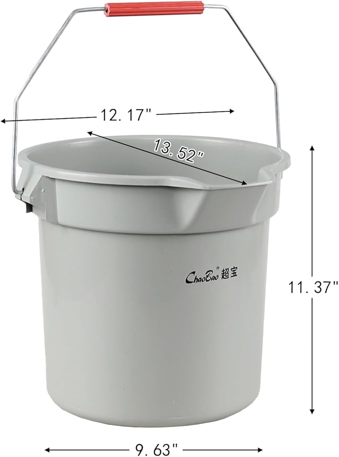 Xyskin 4 Packs 14 Quart Plastic Mop Bucket with Handle for House Cleaning, Utility Cleaning Pail Water Pail