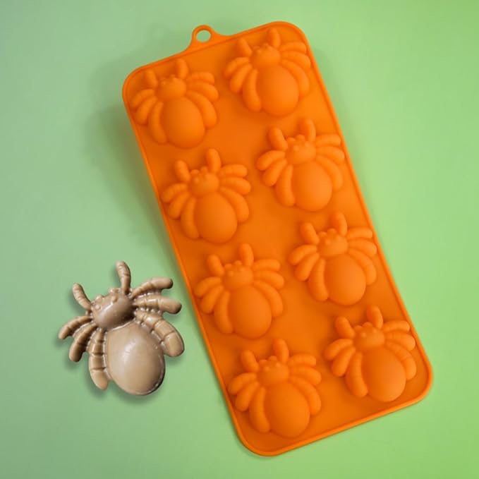 mostsom Chocolate Mold Halloween Silicone Baking Mold Spider Shape Silicone Cake Mold for Chocolate, Cupcakes, Candy, Cookies, Soap, Gummy, Jelly (I_8.88x4.04x0.6 inch)