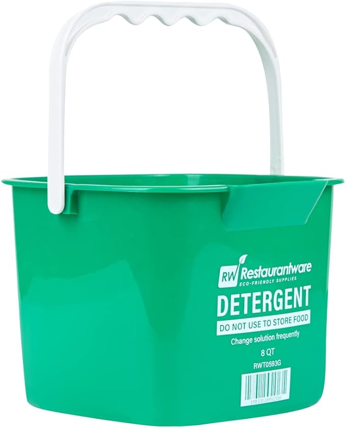 Restaurantware-RW Clean 8 Quart Cleaning Bucket, 1 Detergent Square Bucket - With Measurements, Built-In Spout And Handle, Green Plastic Utility Bucket, For Home Or Commercial Use,