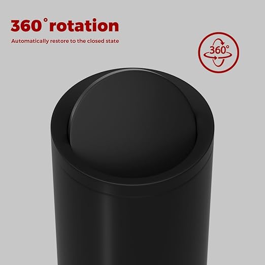 10L/2.6GAL Black Bathroom Trash Can with Swing Lid,Bedroom Garbage can with lid, Small Trash Bin for Bathroom,Bedroom,Office,Living Room,Hotel,Bank