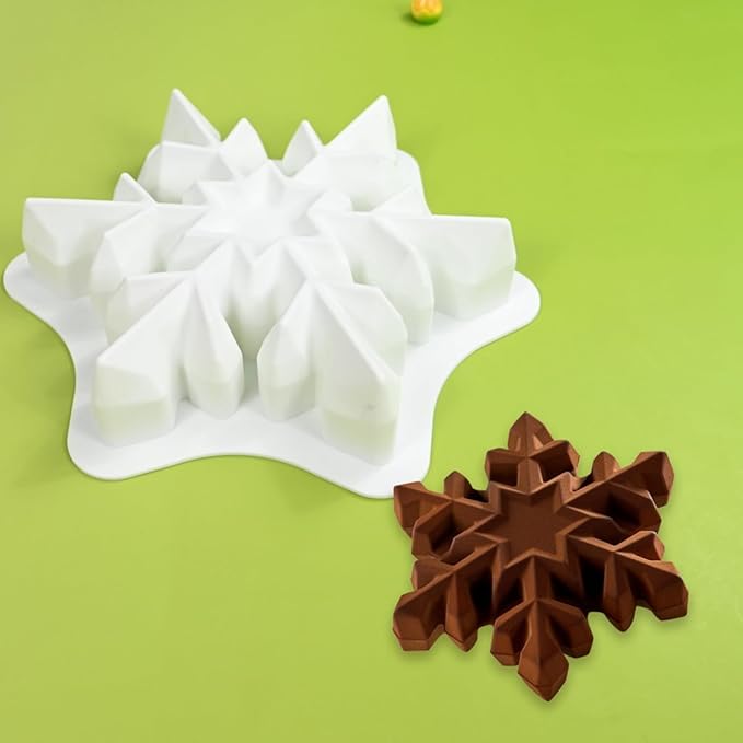 mostsom Snowflower Silicone Mold Non-Stick Baking Molds for Chocolate Mousse Cake, Ice Cream, Truffle, Brownie, Soap Heat-Resistant Food-Grade Mould (A_ Snowflower)