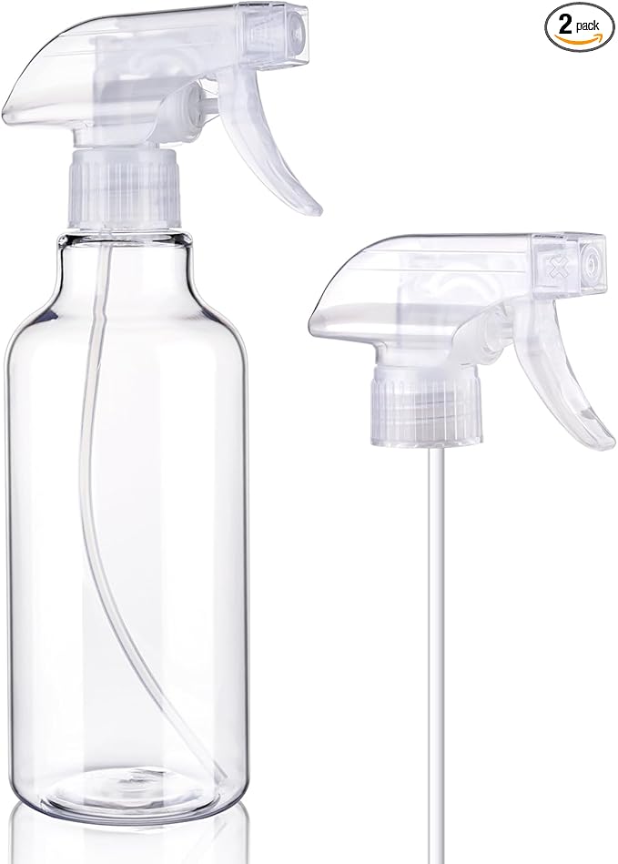 Spray Bottles Plastic Spray Bottle for Hair Mist/Stream Heavy Duty Empty Spray Bottles for Cleaning Solutions, Plants, Cooking (16.9oz-Clear+nozzle)