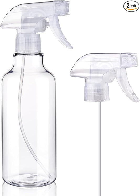 Spray Bottles Plastic Spray Bottle for Hair Mist/Stream Heavy Duty Empty Spray Bottles for Cleaning Solutions, Plants, Cooking (16.9oz-Clear+nozzle)