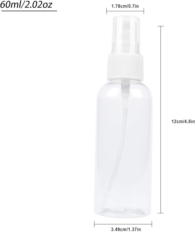TRENDBOX 6 Pack Empty Transparent Plastic Fine Mist Spray Bottle 60 ml (2 oz)