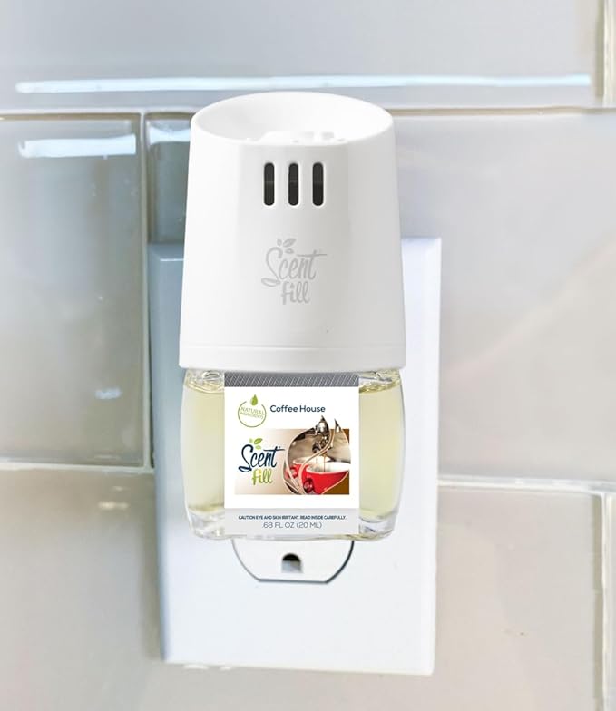 Scent Fill Coffee House Plug in Air Freshener, Scented Oil Refills, 2 Refills + Diffuser