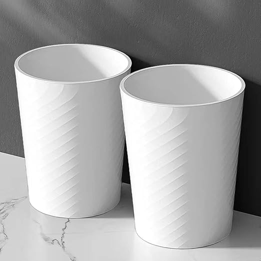 Small Bathroom Trash Can 1.8 Gallon Waste Basket 2 Pack Garbage Can for Toilet Office Bedroom, White
