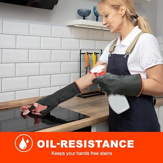 North Tower Chemical Resistant Gloves Rubber Heavy Duty Glove Work With Waterproof Gloves For Mens （14in,1 pair）