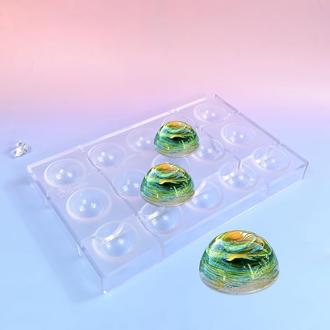 TUKE Sphere Chocolate Mold Polycarbonate Hemisphere Molds for Baking, Candy, Desserts - Reusable, Food-Grade, Professional DIY Cake Decorating Tool (C_ Semi-Circle)