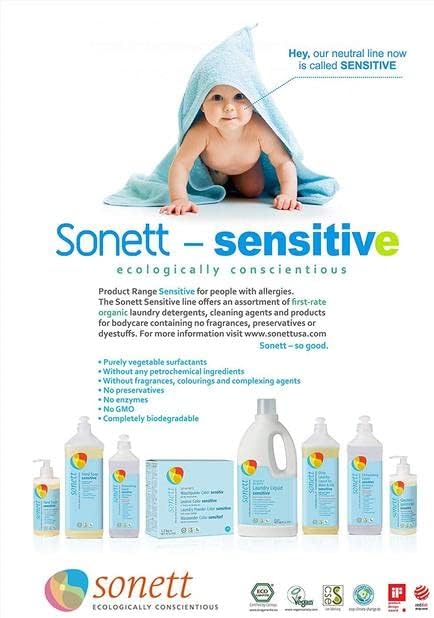 Sonett Organic Dishwashing Liquid, All Purpose Cleaner Sensitive Skin For People With Allergies 17 Fl.Oz (Pack of 6))
