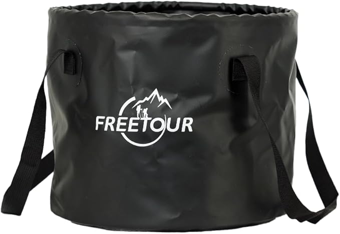 Baiao Collapsible Bucket 5 Gallon, Portable Collapsible Bucket with Handle, Folding Water Container for Fishing Camping Beach Hiking Home Travel Car Washing(Black 20L)