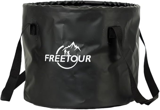 Baiao Collapsible Bucket 5 Gallon, Portable Collapsible Bucket with Handle, Folding Water Container for Fishing Camping Beach Hiking Home Travel Car Washing(Black 20L)