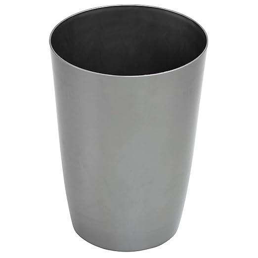 Mini Waste Basket - Durable Small Plastic Garbage Trash Can Bin - Lidless Open-Top Rectangular Slim Profile for Compact Spaces - Suitable for Home, Bathroom, Office, Bedroom & More, Silver Brushed