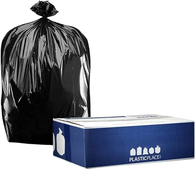 Plasticplace 25 Gallon Trash Bags │ 2.0 Mil Equiv.│ Black Eco-friendly Garbage Can Liners │ 30" x 36" (100 Count)