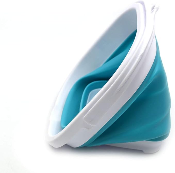 SAMMART Set of 2-2.6L (0.68 Gallon) Super Mini Sqare Collapsible Plastic Bucket - Foldable Square Tub - Portable Fishing Water Pail - Space Saving Outdoor Waterpot (2, Bright Blue)