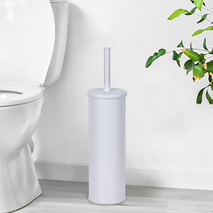 Deep & Sturdy Toilet Bowl Brush with Holder - Durable Scrubbing - Toilet Cleaners - Household Essentials - Bathroom Cleaner - Cleaning Supplies - Household Supplies, Matte White