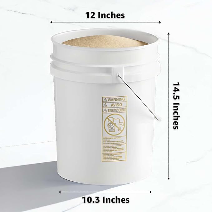 10 Pack - 5 Gallon Heavy-Duty Plastic Buckets with Metal Handle, 90 Mil, Food Safe & Multipurpose