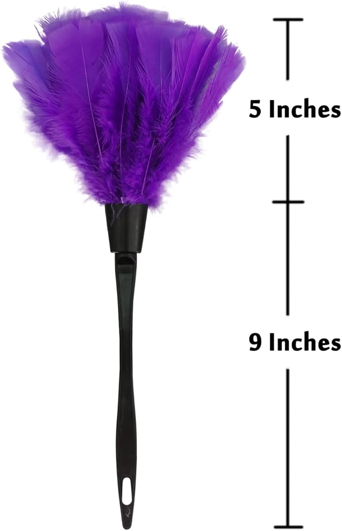 Turkey Feather Dusters for Cleaning Home Blinds Kitchen car Office, Eco-Friendly Reusable （2 pcs Purple）